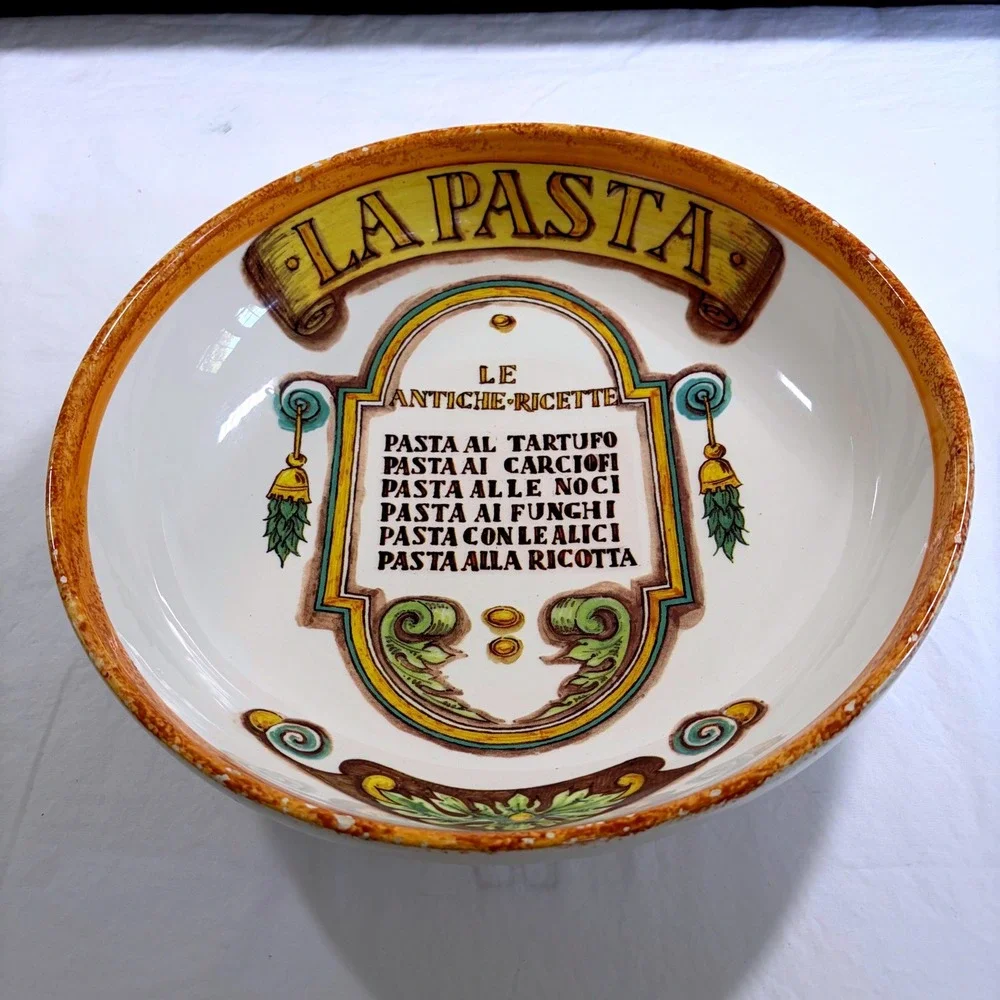 La Compagnia Dei Decori Italy Hand Painted Pasta Serving Bowl Le Antiche Ricette